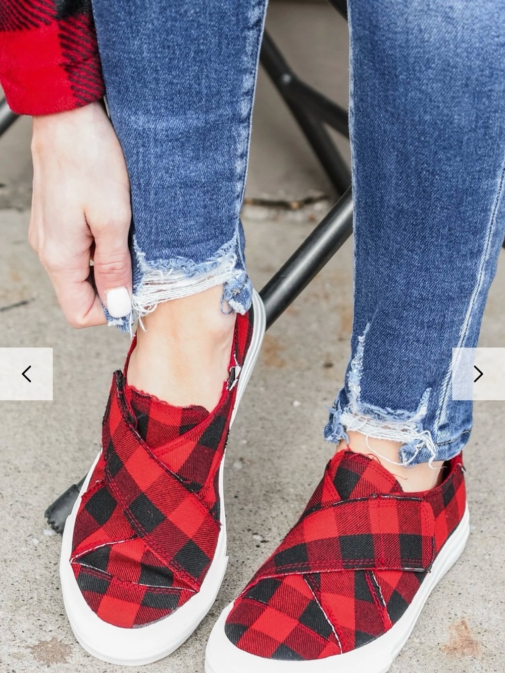 GYPSY JAZZ PLAID ALONG SNEAKERS- RED BUFFALO PLAID Size 9